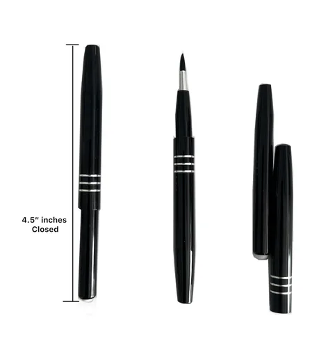 Vista 2 de Pequeño Super Slim Ultra Mini Negro Metal Retráctil Cepillo de labios Brillo Lipstick Aplicador