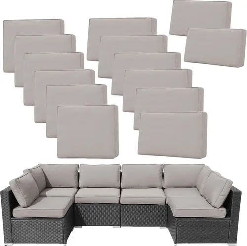 Vista 13 de 14 Piezas Fundas de Cojines para Patio Reemplazo Fundas de Cojines para Sofá de Exterior A Prueba de Salpicaduras Juego de Fundas para Sofá