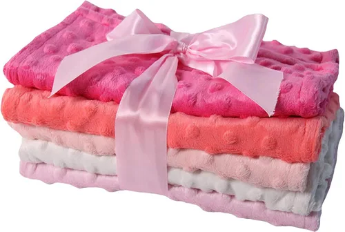 Vista 2 de Snuggle Stuffs Paquete de 5 paños para eructos Minky Dot para niñas - Tonos rosa