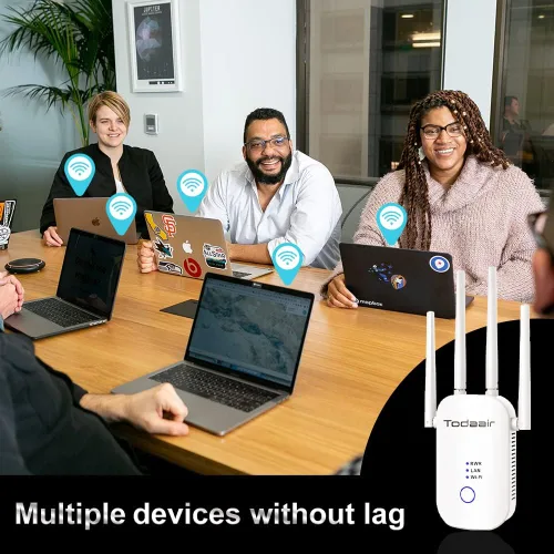 Vista 6 de Amplificador de señal WiFi de 1200 Mbps, cubre hasta 3500 pies cuadrados y 35 dispositivos, repetidor WiFi de doble banda de 2.4 y 5 GHz con puerto