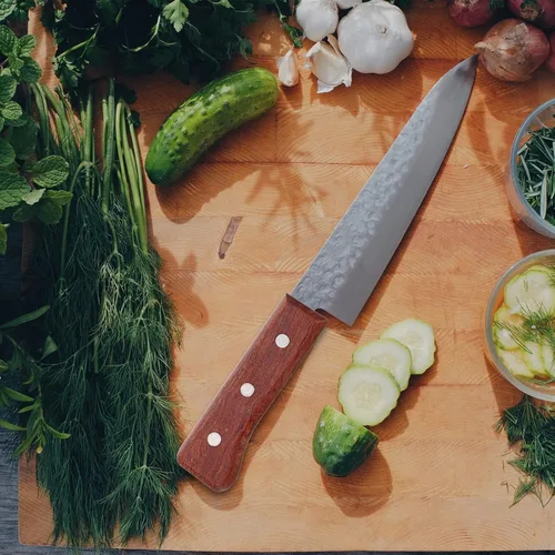 Vista 2 de SHERCHPRY Mango ergonómico de repuesto de mango de cuchillo de madera de pera para cortador de cocina, cómodo, antideslizante, fácil instalación