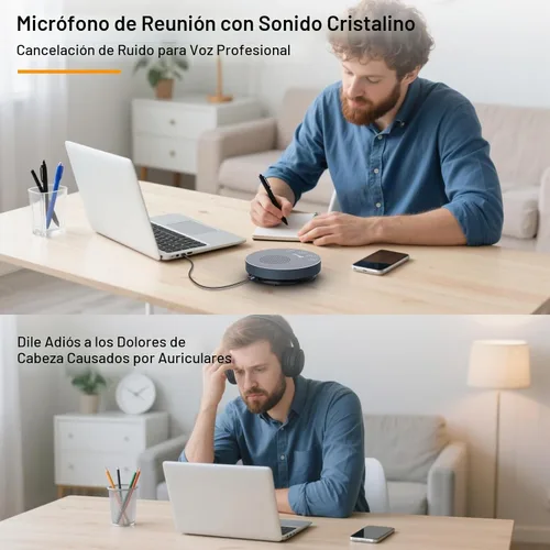Vista 3 de Altavoz USB Plug & Play, micrófono de conferencia para oficina