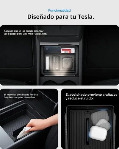 Vista 6 de Spigen Organizadores de consola y reposabrazos para Tesla Model Y Juniper