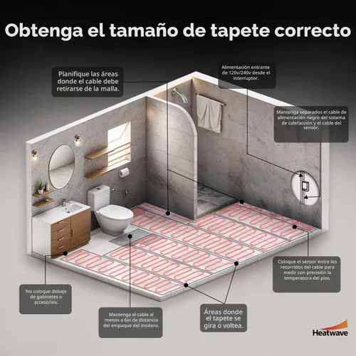 Vista 6 de Sistema de calefacción por piso radiante eléctrico con termostato programable GFCI requerido 120V, HW2012-100, 120.00 volts