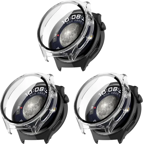Vista 11 de PC+Funda protectora de pantalla de vidrio templado compatible con Huawei Watch 4, protector de pantalla para Huawei Watch 4, cobertura completa negro