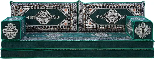 Vista 27 de arabicsofa Verde Juego de Asientos de Suelo Orientales Hechos a Mano – Sofá de Suelo Tradicional con Respaldo