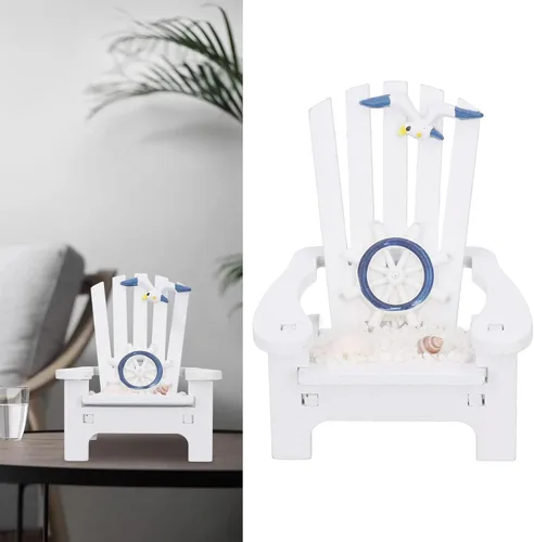 Vista 5 de Mini silla de playa, mini silla de playa de madera de estilo náutico, silla de playa resistente de pino natural para la sala de estar, baño