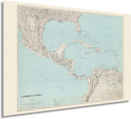Vista 7 de HISTORIX Mapa de América del Caribe 1961 - Arte de pared de 18 x 24 pulgadas América del Caribe. Impresión de mapas de reproducción vintage