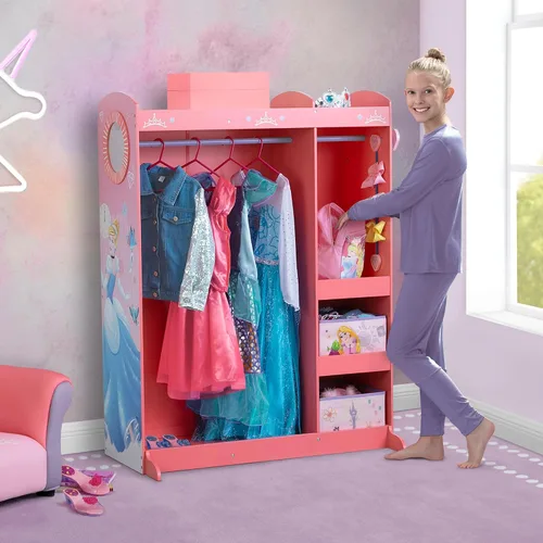 Vista 2 de Disney Princess Boutique de juego y vestido - Armario/guardarropa de almacenamiento de disfraz de juego simulado para niños con espejo y estantes