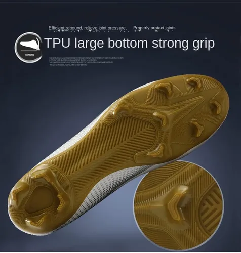 Vista 6 de Tacos de fútbol bajos de cuero, de grado profesional con cordones, ideales para entrenamiento y competición en terreno firme y césped, unisex