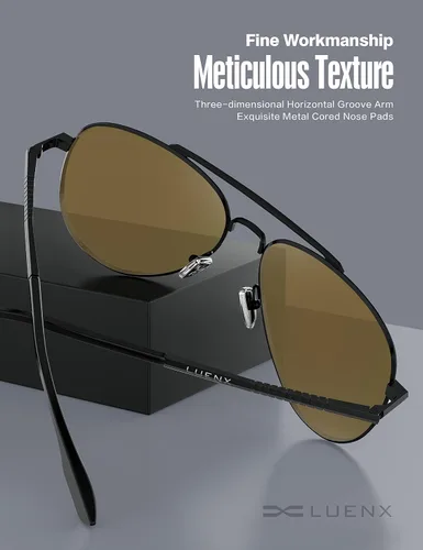 Vista 3 de LUENX, Aviator - Gafas de sol polarizadas, para hombres y mujeres, protección UV 400, con funda 60MM