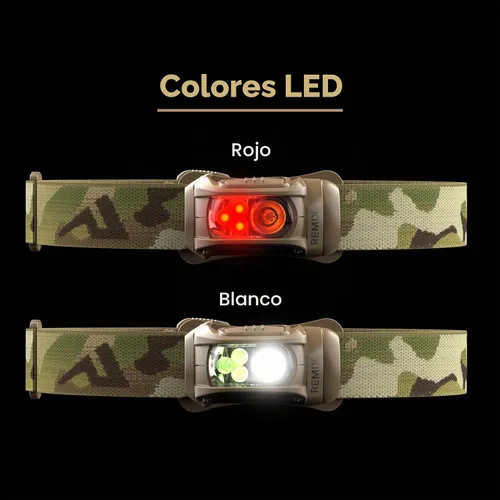 Vista 2 de Princeton Tec Remix - Linterna frontal LED (450 lúmenes, Multicam con LED rojos) (RMX300-RD-MC)