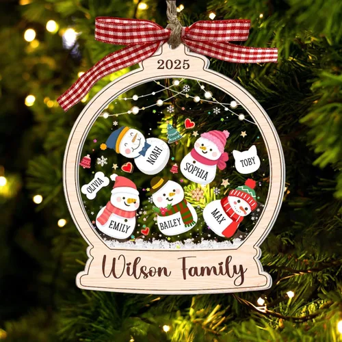 Vista 13 de Adornos de Navidad personalizados 2025 – Adornos personalizados de globo de nieve para familias de 2, 3, 4, 5, 6, 7, 8, 9 y 10 miembros, adorno