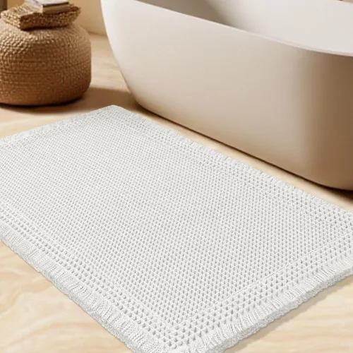 Vista 58 de Tapete de baño con diseño de gofre, moderno, bohemio, absorbente, antideslizante, ultrasuave, lavable a máquina, con letra de baño, dormitorio