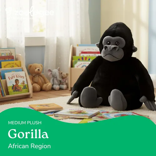 Vista 2 de The Petting Zoo Gorilla - Animal de peluche, regalos para niños, animales salvajes del zoológico Onez, juguete de peluche de gorila de 12 pulgadas
