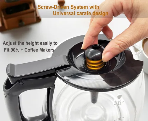 Vista 3 de ALLCUP - Jarra universal de repuesto para cafetera de 12 tazas Cafetera de cristal ajustable compatible con cafeteras Mr Coffee B&D Hamilton Beach