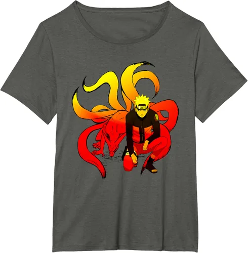 Vista 43 de Naruto Shippuden Naruto and 9 Tails - Camiseta de manga corta Negro