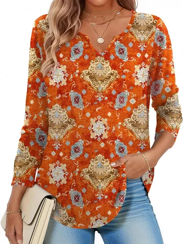 Vista 18 de Zeagoo Camisas de manga larga para mujer, blusas casuales con cuello en V
