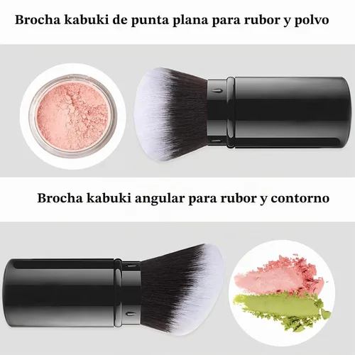 Vista 4 de Brochas de maquillaje retráctiles, paquete de 2 brochas de maquillaje de Negro