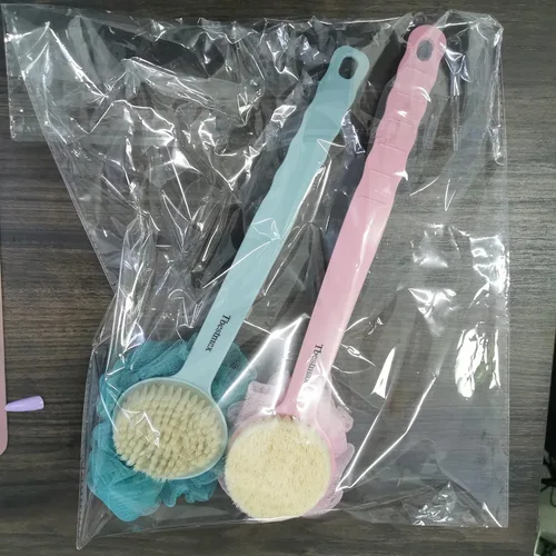 Vista 7 de Tbestmax Esponja de esponja para la espalda, cepillo de cuerpo de ducha de mango largo con esponja de malla suave para mujeres, baño exfoliante