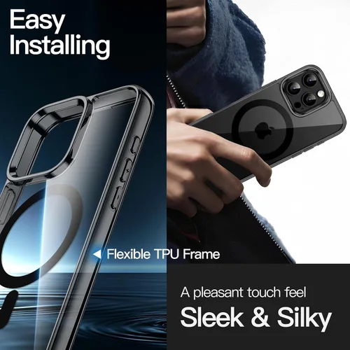 Vista 6 de JETech Funda magnética para iPhone 16 Pro Max de 6.9 pulgadas, compatible con MagSafe, a prueba de golpes, parte trasera transparente antiarañazos