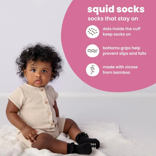 Vista 16 de squid socks Calcetines de viscosa de bambú 0-6M, 6-12M, 12-24M y 2T-3T Calcetines que se mantienen puestos