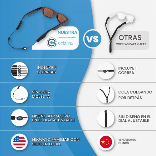 Vista 3 de Correa ajustable para lentes (estilo peces) – Correa de gafas de sol sin cola – Soporte de cuerda para gafas – Con paño de limpieza de gafas