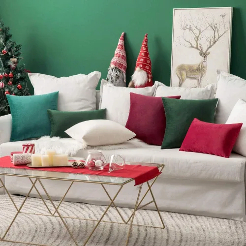 Vista 5 de MIULEE Funda de almohada de terciopelo suave, de lujo, decorativa, de Navidad, funda de cojín rectangular, decoración del hogar para sofá Verde