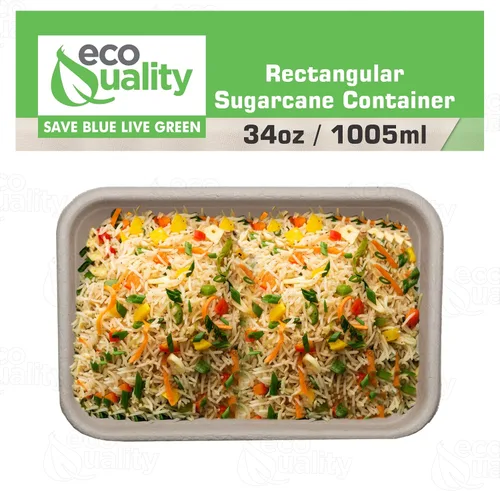 Vista 5 de Cuencos desechables de 34 onzas – Cuencos rectangulares compostables de fibra de caña de azúcar, biodegradables, ecológicos, oblongos, para llevar