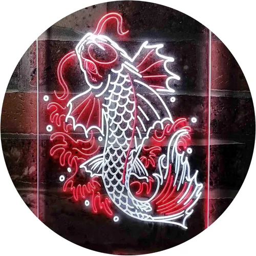Vista 17 de ADVPRO Koi Fish Display - Letrero de neón LED de doble color, azul y rojo, 8 x 12 pulgadas st6s23-i3720-br