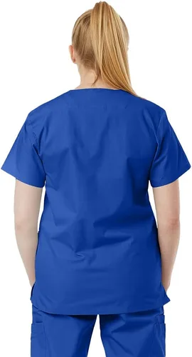 Vista 2 de Scrub Tops médicos unisex con cuello en V para yoga, tela suave, profesionales médicos, hospitales y laboratorios, ropa de trabajo para enfermeras