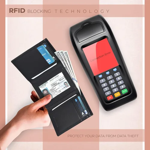 Vista 6 de ESTALON Slim RFID Wallets for Men - Genuine Leather Front Pocket Trifold Wallet