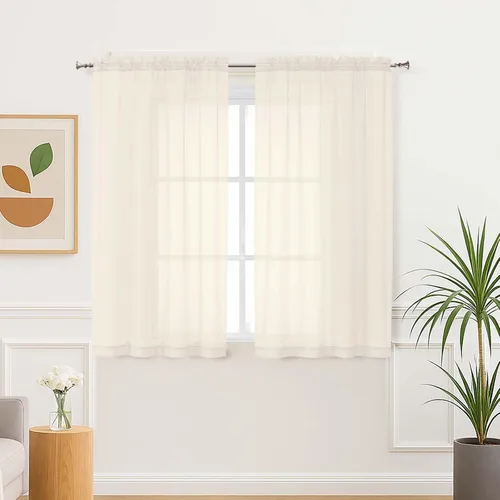 Vista 222 de Aiyufeng 2 paneles de cenefa transparente negra de 14 pulgadas de largo, cortinas cortas negras transparentes para dormitorio, cortinas de cocina