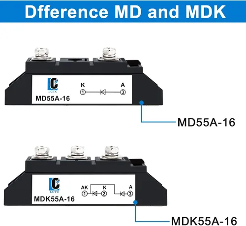 Vista 5 de Diodos de 50 amperios 12 V que bloquean 110 V y 120 V MD 55A-16; para evitar retroalimentación; rango de voltaje de uso: CA < 400 VCA; CC 3-1000 V