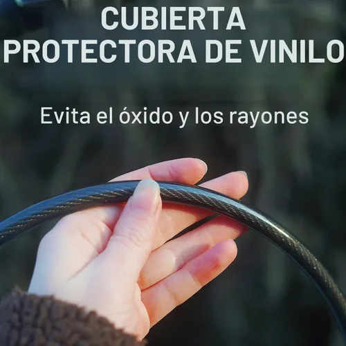 Vista 4 de MARQUE Cable de bloqueo de bicicleta de combinación recta, 3/8 pulgadas (5 pies, 10 pies, 15 pies, 25 pies), bloqueo de combinación reiniciable