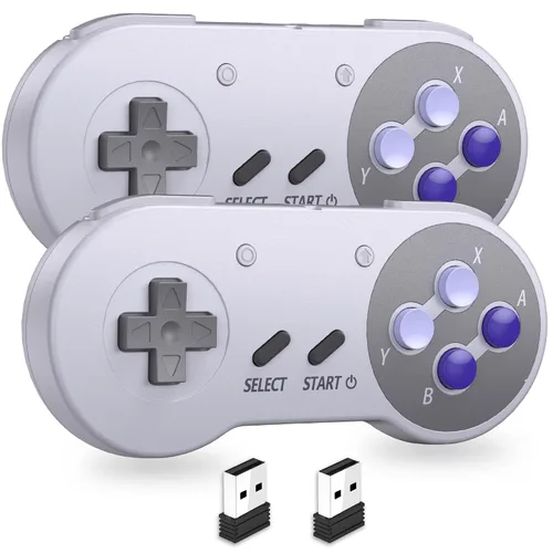 Vista 11 de 2 unidades de controlador USB inalámbrico de 2,4 GHz compatible con juegos de SNES, controlador USB SNES retro para PC clásico super para Windows PC