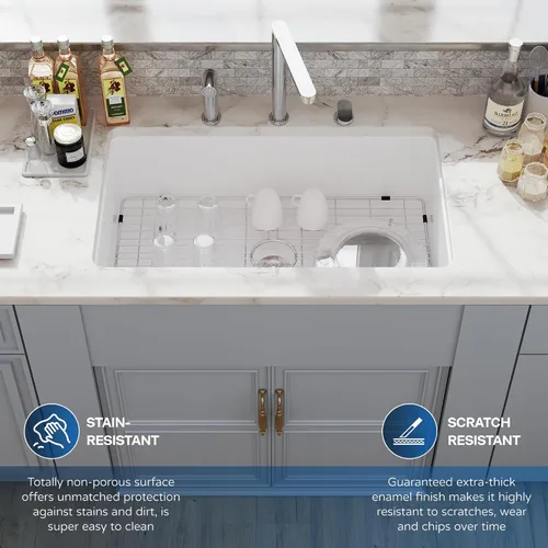 Vista 2 de Fregadero de cocina empotrado blanco de 30 pulgadas, Hugsleek - Fregadero de cocina de montaje superior e inferior de 30x18 pulgadas, fregadero