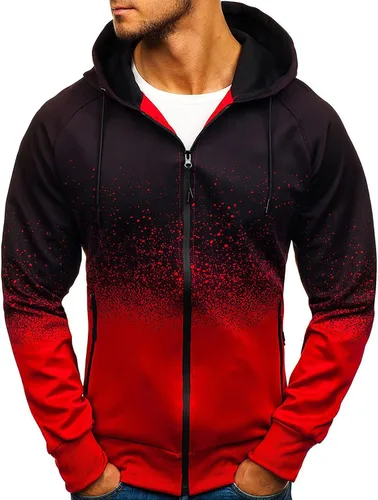 Vista 13 de Ymosrh Sudaderas con capucha de forro polar para hombre, sudaderas con capucha de color degradado, sudadera con capucha de manga larga, tops