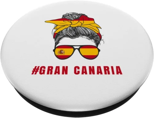 Vista 2 de Gran Canaria Spanish Lady Spain Flag PopSockets Adhesive PopGrip