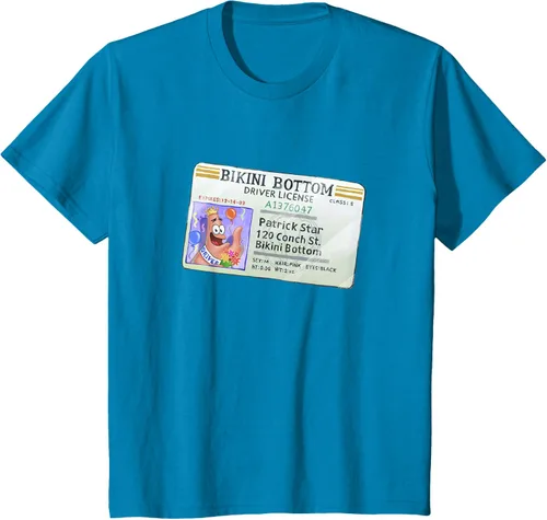 Vista 49 de SpongeBob SquarePants Camiseta con logotipo de Patrick Star Driver License King, Negro