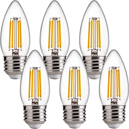 Vista 26 de FLSNT Bombillas LED de Araña Equivalentes a 40W, Bombillas LED Ámbar Regulables B11 E26 Base de Candelabro, 2200K Blanco Cálido, 330LM, Paquete de 6