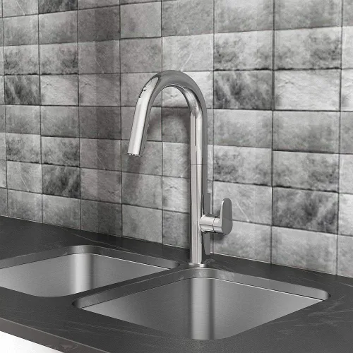 Vista 2 de American Standard 4931380.002 Beale Grifo de cocina extraíble de un solo mango con tecnología manos libres Selectronic Cromo pulido