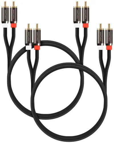 Vista 8 de FosPower Cable 2 RCA M/M de audio estéreo [24 K chapado en oro núcleo de cobre], conector 2RCA macho a 2RCA macho [izquierda / derecha]