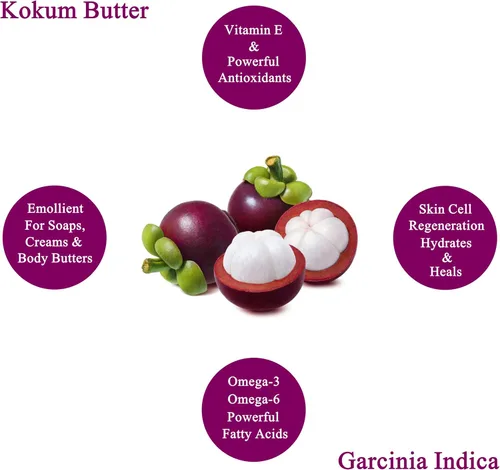 Vista 8 de Mantequilla Kokum cruda de 8 onzas. Barra 100% pura natural, ideal para hidratar piel, cuerpo y cabello, cremas de bricolaje, bálsamos, lociones