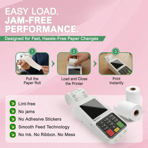 Vista 3 de Papel de recibo térmico para encimera compacto compatible con Clover de 2 1/4 pulgadas x 55 pies (10 rollos)
