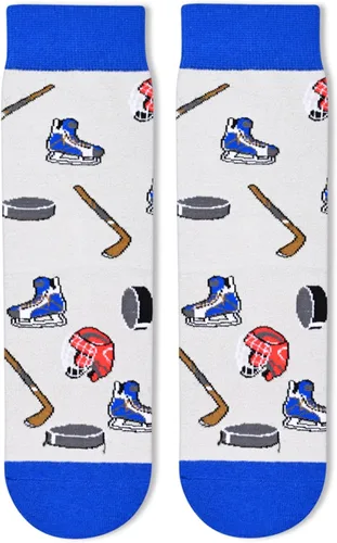 Vista 4 de HAPPYPOP Calcetines para niños y niños, regalos geniales para niños, regalos deportivos para niños en paquete de 2, Paquete de 2 Hockey
