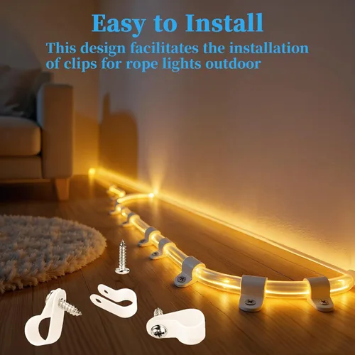 Vista 5 de Paquete de 50 clips para luz de cuerda de 1/2 pulgada, clips para cable y alambre con abrazadera, clips de montaje estilo P con tornillos de acero