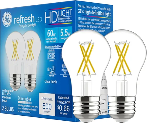Vista 14 de GE Bombillas LED Refresh, 40 W, luz diurna, bombillas A15 para ventilador de techo, acabado transparente (paquete de 2)