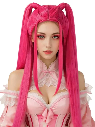 Vista 5 de Peluca negra de doble trenza, pelucas de cosplay de anime para peluca de disfraz de Halloween