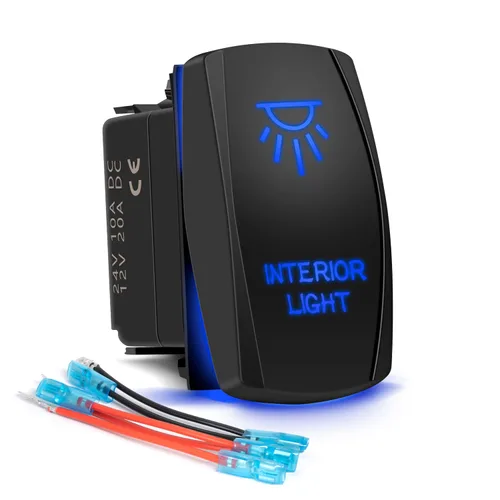 Vista 13 de Interruptor basculante de condensador de flujo impermeable de 5 pines, SPST, encendido/apagado, dos luces LED retroiluminadas azules 20A 12V